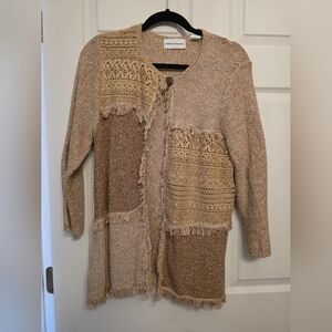 Alfred Dunner Women's Beige Patchwork Sweater